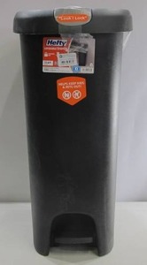 lot 851 image: Hefty 12-Gallon Lockable Step-On Garbage Trash Can