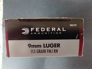 lot 40 image: 50 Rounds 9mm FMJ Ammunition