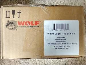 lot 47 image: Full Case of 1,000 Rounds 9mm FMJ Ammunition
