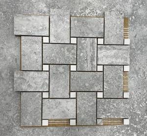 lot 723 image: 30 Sheets Sichenia Marmo-Pietra Travertino Silver Italian Porcelain Mosaic Tile