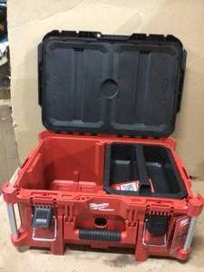 PACKOUT 22 in. Small Red Tool Box w 75lb. Weight Capacity by Milwaukee Customer Returns See Pictures&nbsp