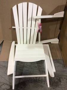 Grant Park Traditional Curveback White Plastic Outdoor Patio Adirondack Chair Customer Returns See Pictures&nbsp