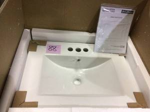 24 in. Ceramic Vanity Top with 3-Faucet Holes with White Basin Customer Returns See Pictures&nbsp