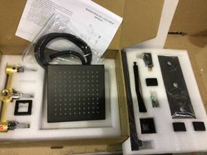 1-Spray Pattern 2 GPM 10 in. Wall Mount Dual Shower Heads in Matte Black Customer Returns See Pictures&nbsp