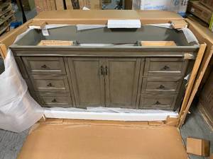 Naples 60 in. W Bath Vanity Cabinet Only in Distressed Grey for Single Bowl by Home Decorators Collection