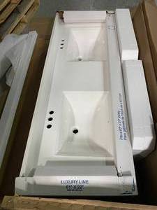 Camilla 61 in. Cultured Marble Vanity Top in Solid White with Double Basin by Design House