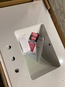 37 in. W x 22 in. D Engineered Marble Vanity Top in Snowstorm with White Single Trough Sink by Home Decorators Collection