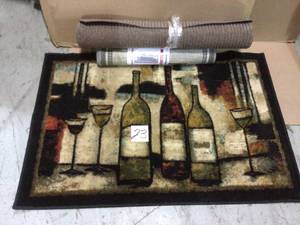 lot 23 image: Wine and Glasses 2 ft. 6 in. x 3 ft. 10 in. Kitchen Rug by Mohawk Home Customer Returns See Pictures