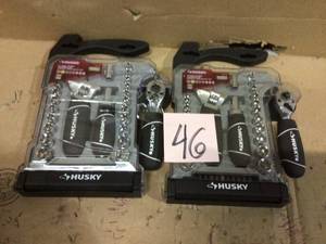 lot 46 image: 14 in. and 38 in. Stubby Ratchet and Socket Set (46-Piece) by Husky Customer Returns See Pictures