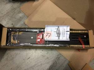 lot 77 image: Black Metal Full Bed Frame with Steel Slats (54 in W. X 14 in H.) Customer Returns See Pictures
