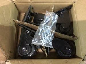 lot 79 image: 4 in. Caster Kit for Heavy Duty Welded Steel Garage Base Cabinets by Husky Customer Returns See Pictures