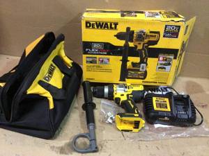 lot 87 image: 20-Volt MAX Cordless Brushless 12 in. Hammer DrillDriver with FLEXVOLT ADVANTAGE with (1) FLEXVOLT 6.0Ah Battery by DEWALT Customer Returns See Pictures