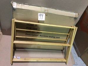 lot 99 image: homeit Bamboo Wooden Clothes Drying Rack, 14-12 x 29-12 x 41-34 - Inch Customer Returns See Pictures