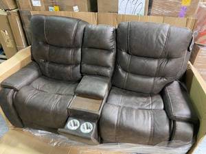 lot 111 image: Yacolt Dual Power Reclining Loveseat with Console