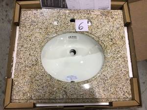 25 in. Granite Vanity Top in Beige with White Basin by Pegasus Customer Returns See Pictures
