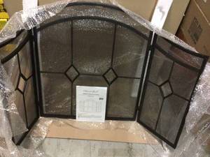 Diamond Espresso Steel 3-Panel Fireplace Screen by Pleasant Hearth Customer Returns See Pictures