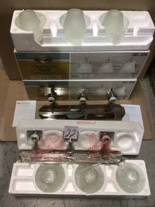 Tavish 3-Light Brushed Nickel Vanity Light with Frosted Shades by Hampton Bay Customer Returns See Pictures