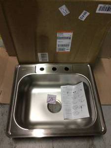 Dayton Drop-In Stainless Steel 25 in. 3-Hole Single Bowl Kitchen Sink by Elkay Customer Returns See Pictures