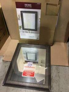 23 in. W x 29 in. H Framed Rectangular Anti-Fog Bathroom Vanity Mirror in Pewter and Espresso Finish Customer Returns See Pictures