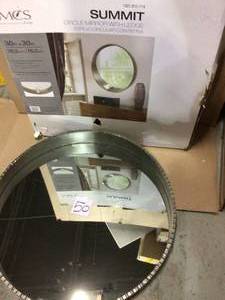 Summit 30 in. H x 30 in. W Round Framed Mirror with Built-in Ledge in Pewter by MCS Customer Returns See Pictures