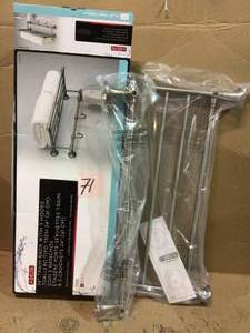 24 in. W Towel Shelf with 3-Towel Hooks in Brushed Nickel by Delta Customer Returns See Pictures