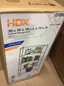 Chrome 5-Tier 5-Tier Metal Wire Shelving Unit (36 in. W x 72 in. H x 16 in. D) Customer Returns See Pictures