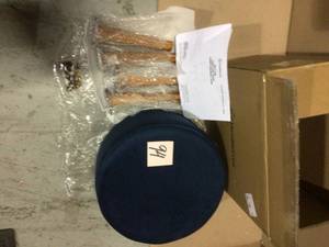 16 in. Blue Velour Round Storage Ottoman Customer Returns See Pictures
