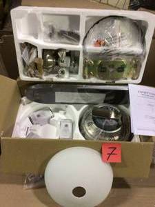 lot 7 image: Holly Springs Low Profile 52 in. LED Indoor Brushed Nickel Ceiling Fan with Light Kit Customer Returns See Pictures 