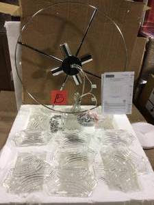 lot 15 image: Victoria 5-Light Chrome Chandelier with Tiered Glass Shade Customer Returns See Pictures 