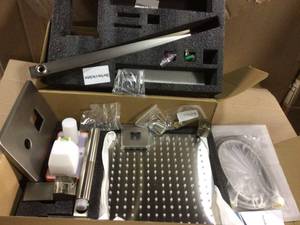 lot 36 image: 2-Handle 2-Spray of Rain LED 10 in. Shower Head System Shower Faucet and Handheld Kit in Brushed Nickel (Valve Included) Customer Returns See Pictures 