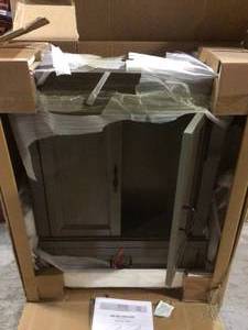 lot 50 image: Naples 26-34 in. W Bathroom Storage Wall Cabinet in Distressed Grey Customer Returns See Pictures 