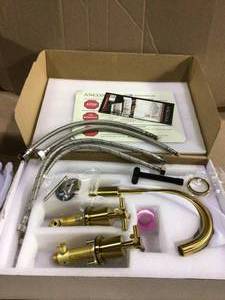 lot 77 image: Prima 3 8 in. Widespread 2-Handle Bathroom Faucet in Brushed Titanium Gold Customer Returns See Pictures 