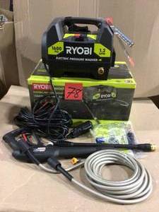 lot 78 image: 1,600 PSI 1.2 GPM Electric Pressure Washer by RYOBI Customer Returns See Pictures 