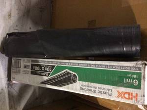 lot 82 image: 10 ft. x 100 ft. Black 6 mil Plastic Sheeting by HDX Customer Returns See Pictures 
