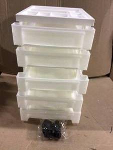 lot 99 image: 14.25 in. L x 12.05 in. W x 22.25 in. H 5-Drawer Storage Cart with Organizer Top in White and Pearl Customer Returns See Pictures 