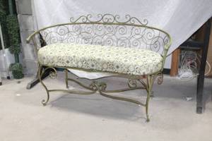 lot 961 image: Metal Bench with Cushion 57Lx24Wx35H