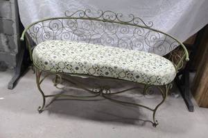 lot 911 image: Metal Bench with Cushion 57Lx24Wx35H