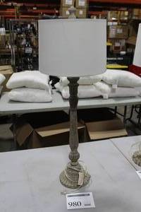 lot 980 image: Table Lamp with White Shade 37H