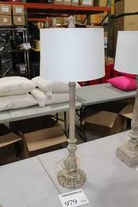 lot 979 image: Table Lamp with White Shade 37H