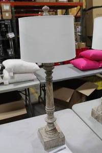 lot 978 image: Table Lamp with White Shade 37H