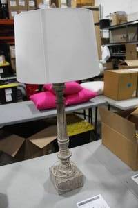 lot 976 image: Table Lamp with White Shade 37H