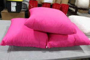 lot 996 image: Lot of (3) Pillows Pink 18Lx18W