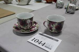 lot 1044 image: Lot of (2) Ceramic Tea Cups  with One Saucer by Kent Pottery