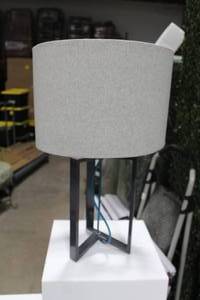 lot 1136 image: Metal Table Lamp with Round White Shade 13Dx21H