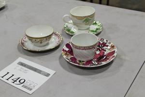 lot 1149 image: Lot of (3) Ceramic Tea Cup with Saucer