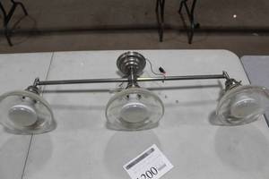 lot 1200 image: Light Fixture 3-lamp Glass Shade