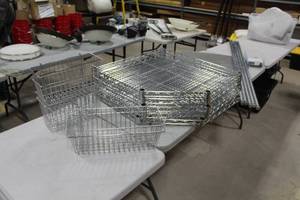lot 1051 image: Corner Shelving Unit 6-shelf 39Lx32Wx75H  with Liners, Baskets (x6)