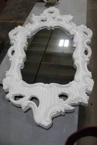 lot 1116 image: Decorative Frame Wall Mirror White  2-12Tx36Wx60H