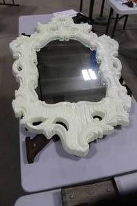 lot 1164 image: Decorative Frame Wall Mirror White  2-12Tx36Wx60H
