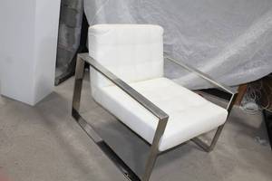 lot 1152 image: Metal Arm Chair with Pad White 29-12Wx32Dx29H